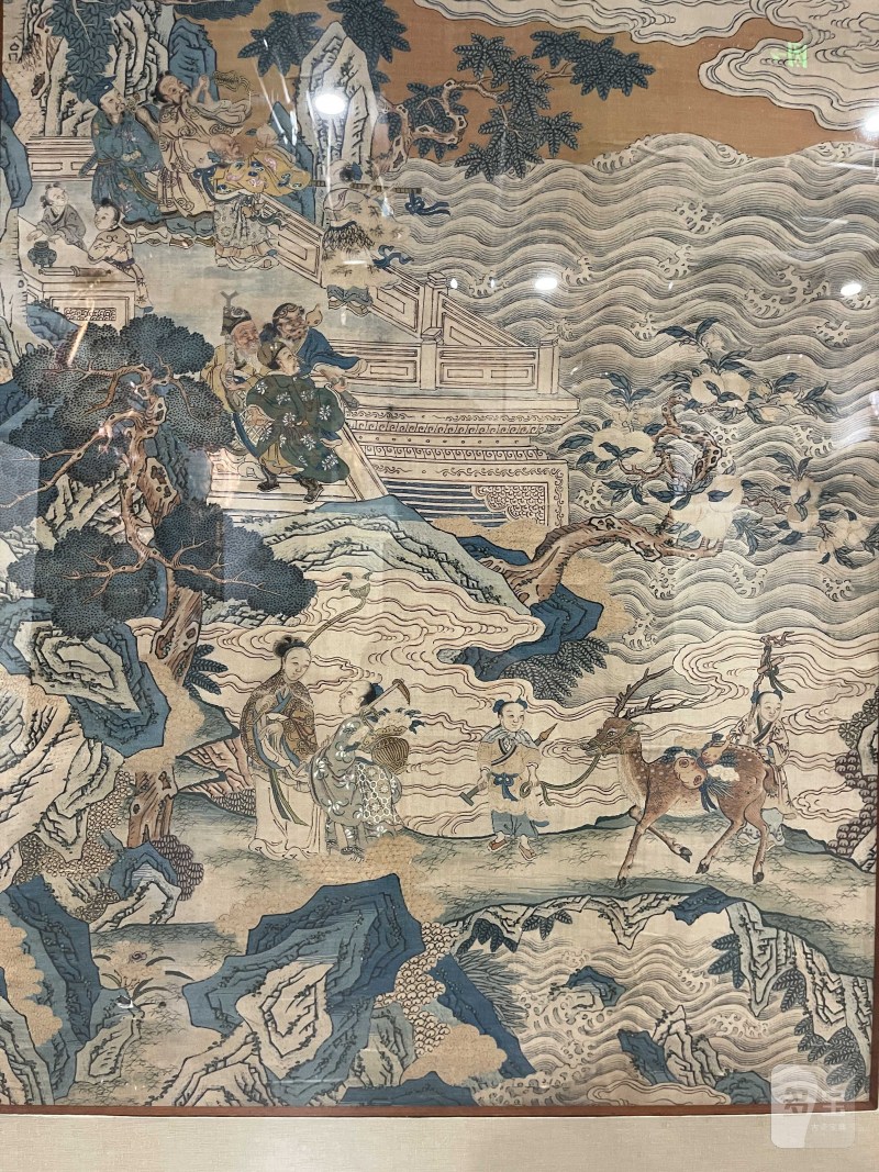 清乾隆 缂丝群仙祝寿图挂屏 - 图4